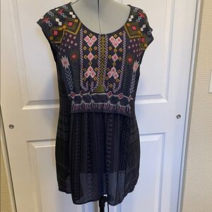 Embroidered Black Tunic (Anthropologie) (L)